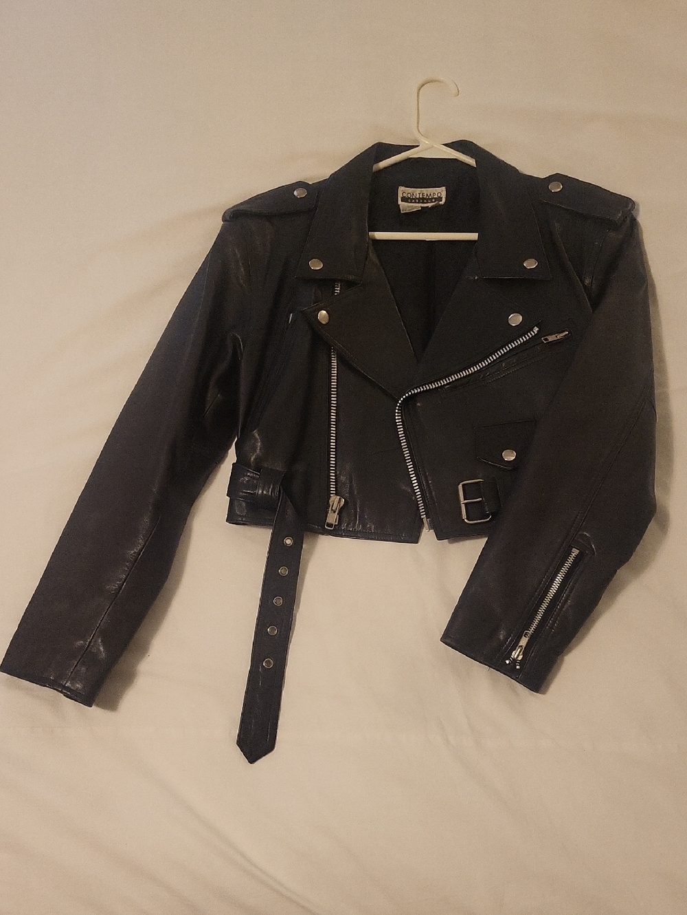 Blank NYC Black Cropped Moto Leather Jacket